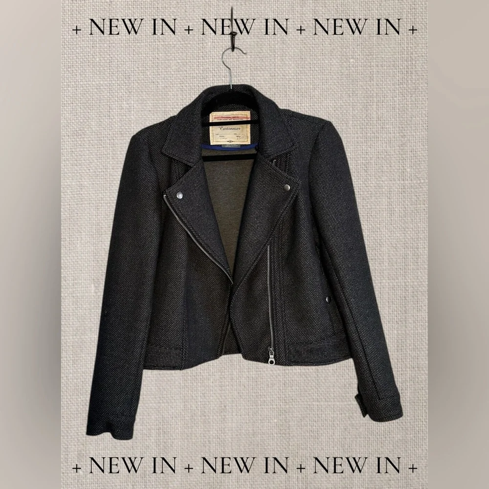 Anthropologie Cartonnier Gray Short Jacket with Faux Fur Trim. - Picture 4 of 11